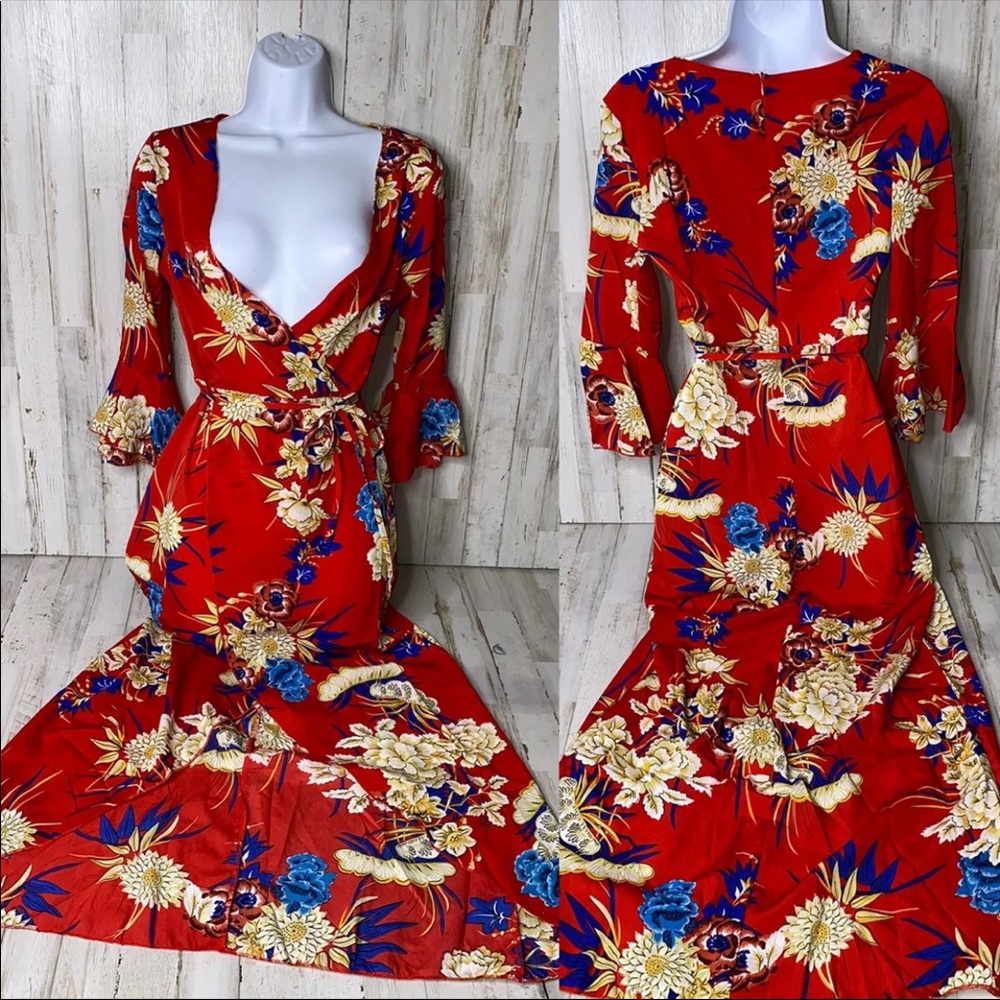 BIUBIU Boho Floral Print Maxi Dress